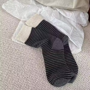 Women's Ribbed Striped Mid-Calf <b>Socks</b> Cotton Warm Color Blocking Thermo Autumn <b>Winter</b> Casual Style - Product Image 2
