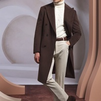 Abrigo de Cachemira Impermeable de Lana Marrón Chocolate para Hombre Heritage, Abrigo Formal de Negocios Largo de Doble Botonadura para Invierno, Venta al por Mayor