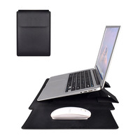 Housse pour ordinateur portable en cuir PU avec support, 13-15,6 pouces, sac messager étanche pour ordinateur, support pliable pour Macbook Dell