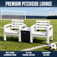 Banc de repos pour terrains de football, clubs de tennis et de padel, et centres sportifs – Sièges extérieurs pour terrains de sport avec armoire de rangement – Couleur personnalisable