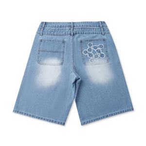 Pantalones Cortos Vaqueros de Mezclilla para Hombre, Estilo Vintage, Corte Holgado, Doble Rodilla, Lavado, Dobladillo Deshilachado, Color Azul, Oferta - Product Image 4