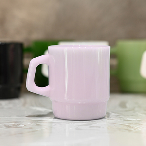 Customized Logo 250Ml Cute Glass Tumbler Cup Color Glaze Glass Coffee Tea Cups Home Use With Handle Custom Decal Paper