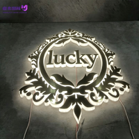 Lettres en acier inoxydable rétroéclairées par LED personnalisées de luxe, enseigne lumineuse Halo Lit, enseigne murale personnalisée avec logo de marque pour salon de beauté et de coiffure