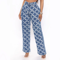 Vente en gros usine Jeans femme taille haute coupe droite à bords bruts délavé vintage faible MOQ personnalisable avec logo