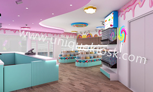 Đầy màu sắc kẹo ice cream cửa hàng thiết kế Baking-Sơn kẹo Showcase <span class=keywords><strong>LED</strong></span> chiếu sáng kẹo hiển thị đứng để bán - Product Image 3