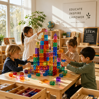 Ensemble de blocs de construction en acrylique/nylon transparent arc-en-ciel personnalisés OEM, jouet d'empilage en lucite cristalline, jeu éducatif sensoriel STEM
