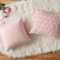 Housse de coussin rose avec nœud, motif cœur jacquard en peluche pour la Saint-Valentin, vente en gros pour canapé et décoration de chambre