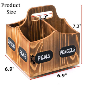 Wooden Desktop Pen Holder Storage Box With Compartments For Pens Pencils Supplies <b>Rotatable</b> Office <b>Desk</b> Organizer - Product Image 2
