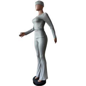 Viviblook ชุดใส่อยู่บ้าน2024 Z1212ST03พร้อมที่คาดศีรษะชุดเล่นโยคะแขนยาวและกางเกงบานชุดวอร์มชุดสองชิ้น - Product Image 3