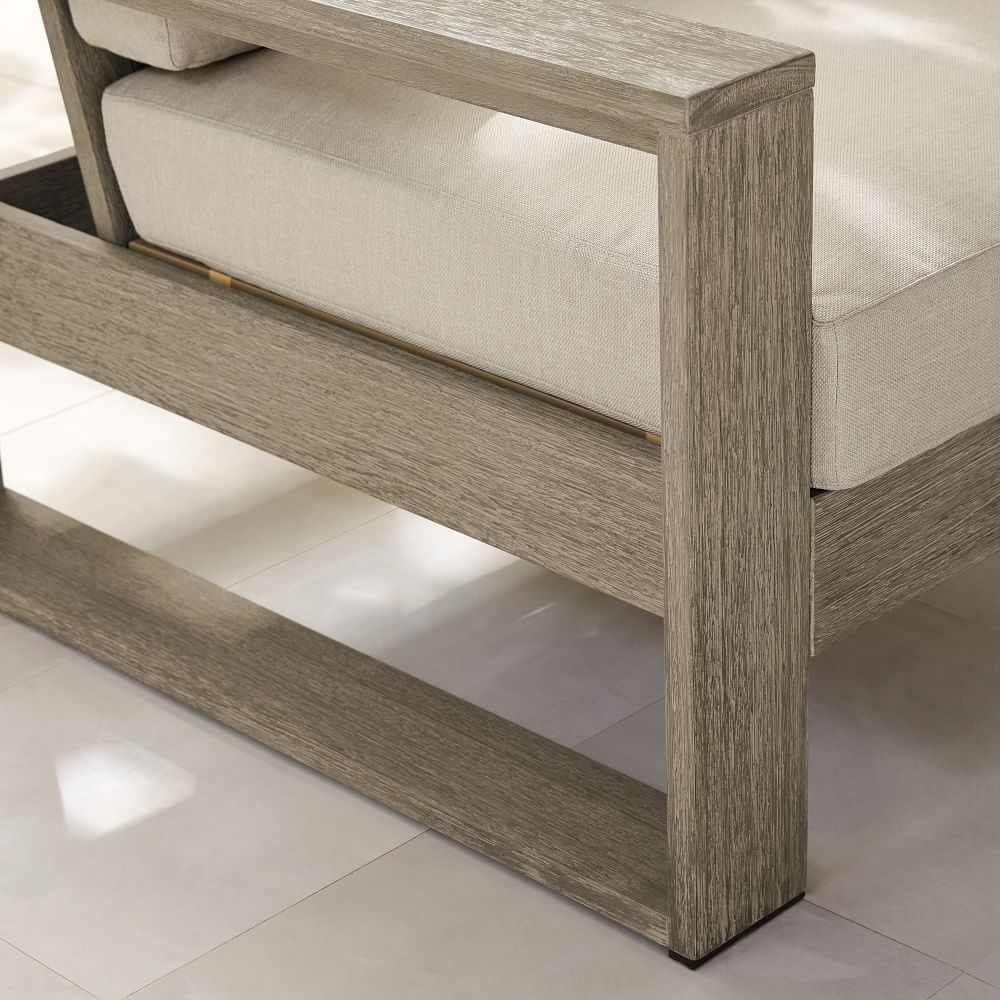 Easy cleaning two seat garden courtyard teak wood outdoor furniture sofa with cushion