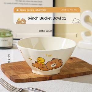 Set di 2 Ciotole in Ceramica Design Bilus da 6 Pollici - Lavabili in Lavastoviglie e Microonde, Motivo Cartone Animato, Stile Moderno e Semplice per Zuppa/Riso/Ram/Yu - Product Image 6