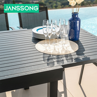 Table de jardin extensible en bois, ensemble de table et de chaises d'extérieur, 12 places, ensemble de salle à manger, mobilier d'extérieur durable, cadre en aluminium, plastique