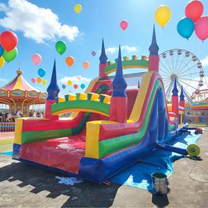 เครื่องเล่นเป่าลมเชิงพาณิชย์กลางแจ้ง สนามเด็กเล่นพร้อมสไลเดอร์และเครื่องกีฬาแบบเป่าลม วัสดุ PVC รับประกัน <span class=keywords><strong>3</strong></span> ปี ติดตั้งง่าย - Product Image 1