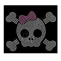 Autocollant thermocollant Crâne et Roses, Décalcomanies Bling en Cristal, Pochoir en Strass Transparent