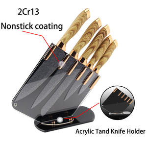 <span class=keywords><strong>Juego</strong></span> <span class=keywords><strong>de</strong></span> <span class=keywords><strong>cuchillos</strong></span> <span class=keywords><strong>de</strong></span> chef dorados <span class=keywords><strong>de</strong></span> alta calidad con soporte acrílico para regalo, 6 uds. - Product Image 3