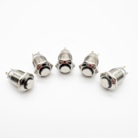 Interrupteur à bouton-poussoir circulaire en métal de 12 mm, 6~220V, 1NO, étanche, avec indicateur lumineux LED en anneau, marche/arrêt, interrupteur éclairé