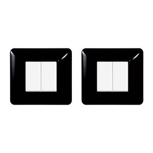 Plaque d'interrupteur mural en plastique Gloca 2P, 2 modules, noire, installation facile, compatible avec Matix - Product Image 1