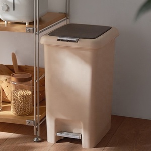 Cubo de basura rectangular moderno para cocina, baño, basura, papel de desecho, cubo de basura interior con tapa de prensa, 8, 10, 15, 20l, blanco - Product Image 3
