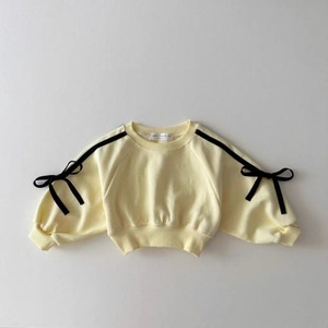 Set per Bambini Stile Coreano Instagram, Tuta Sportiva in Tinta Unita Primavera-Autunno per Bambina, Felpa con Cappuccio e Fiocco, Due Pezzi in Stile Preppy Oh Jesse - Product Image 4
