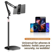Support de téléphone portable et tablette métallique pour lit, avec bras télescopique articulé, réglable en hauteur et orientable, rétractable, pour diffusion en direct