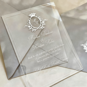 Enveloppes en velours de luxe personnalisées, cartes en acrylique gravées au laser transparentes, invitations de mariage, coffret cadeau - Product Image 5