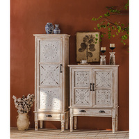 Armoire haute en bois antique de style ferme blanche rustique meubles en bois décor à la maison armoires de rangement avec portes et tiroir