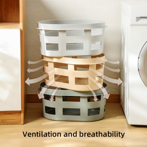 Household Round <b>Basket</b> with Ventilation Home or Hotel Bathrooms for Storing Clothes <b>Plastic</b> Laundry <b>Basket</b> Storage Box - Product Image 3
