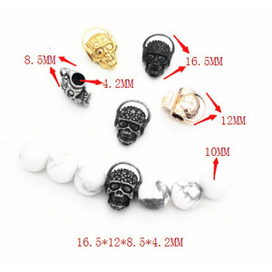 Cuentas de calavera para hacer pulseras, 16,5x12x8,5mm, acero inoxidable, estilo punk, forma irregular, cuentas dispersas, accesorios de joyería - Product Image 1