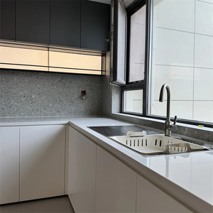 Popolare angolo cottura moderno impostato in cucina di Design cina armadio in melamina con carcassa in acciaio lavello per uso appartamento - Product Image 2