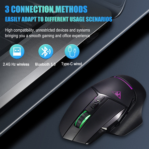 เมาส์ไร้สายเล่นเกมตามหลักสรีรศาสตร์ใหม่ dpi 10200ไฟ LED แบบตั้งโปรแกรมได้เมาส์เล่นเกมขนาด2.4กิกะเฮิร์ตซ์ BT เมาส์อุปกรณ์เสริมสำหรับนักเล่นเกม - Product Image 3