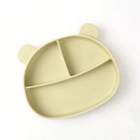 Assiette à ventouse pour bébé, design moderne, écologique, en silicone de qualité alimentaire, motif de dessin animé, pour la maison, assiette divisée pour le sevrage des tout-petits, ODM/OEM