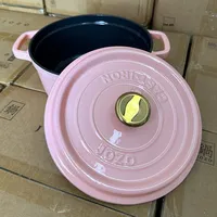 Marmite en fonte émaillée de style nordique rose crème Morandi, compatible avec tous les types de cuisinières, pour ragoût/soupe/cuisson