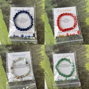 Bracciale con perline in <span class=keywords><strong>ametista</strong></span> <span class=keywords><strong>e</strong></span> quarzo rosa da 8 mm in pietra naturale con biglietto messaggio - Miglior prezzo, gioielli all'ingrosso - Product Image 6