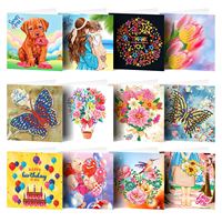 Kit de cartes de vœux de Noël à peindre au diamant, avec forets de formes spéciales, cartes de vœux de fêtes avec enveloppes, cadeau pour enfants et adultes