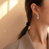 Pendientes de Cadena Cubana Grande de Acero Inoxidable con Baño de Oro de 18K al por Mayor, Pendientes Colgantes Geométricos para Mujer