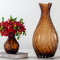 RYLAVA Bouche Irrégulière Transparent Spirale Motif Lumière De Luxe Rétro Hydroponique Verre Fleur Bouteille