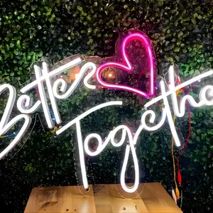 Atacado 12V Logotipo Personalizado Casamento Melhor Juntos Acrílico Neon Light Sign Custom Led Flex Neon Signs