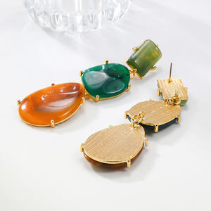 Nouveaux <span class=keywords><strong>bijoux</strong></span> Street Auction boucles d'oreilles couleur bloquant tendance Style bohème résine boucles d'oreilles pendantes pour les femmes - Product Image 5