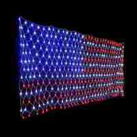 Guirlande lumineuse drapeau américain et américain à LED, fil, 420 m, 6.5 pieds, éclairage d'extérieur, décoration en maille
