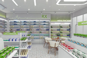 PSD2603-D Diseño de <span class=keywords><strong>Farmacia</strong></span>, Decoración de Tienda, Exhibidores para Venta Minorista, Estantes para Productos de Cuidado de la Piel, Diseño de Decoración para Tiendas - Product Image 5