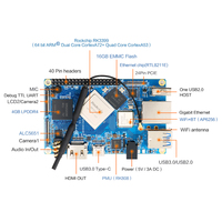 Orange Pi — carte de développement, 4 go DDR4 16 go EMMC Flash, processeur Rockchip RK3399 Dual-core + Quad-core cortexs, prise en charge Android,ubuntu, deezer