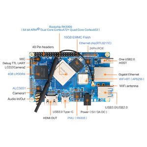 Orange Pi 4 4GB DDR4 + 16GB EMMC Flash Rockchip RK3399 Dual-Core + Quad-Core Cortex Phát Triển Ban Hỗ Trợ Android, Ubuntu, Debian - Product Image 3