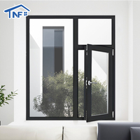 Ventanas abatibles de diseño moderno, marco de aleación de aluminio de vidrio templado doble para villas, gráfico disponible