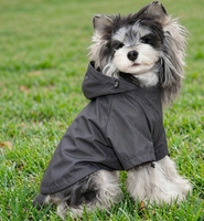 Imperméable pour chien, veste imperméable à capuche coupe-vent avec cordons de serrage pour chiens de petite et moyenne taille, gris