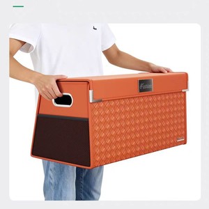 Car Trunk <b>Storage</b> <b>Box</b> Foldable Leather Organizer Orange Color For Car Interior Organization - Product Image 2