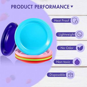 Assiettes rondes en plastique pour apéritifs et dîners, utilisables pour les fêtes de mariage, 7'', 9'', 10.25'' - Product Image 2