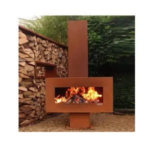 फ्रीस्टैंडिंग Corten स्टील लकड़ी जलती बाहरी आग गड्ढे Chimenea