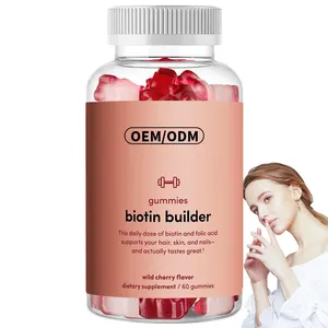 2024 sıcak özel etiket sağlıklı saç cilt çivi şekersiz vitamin B12 B6 D biyotin oluşturucu Gummies