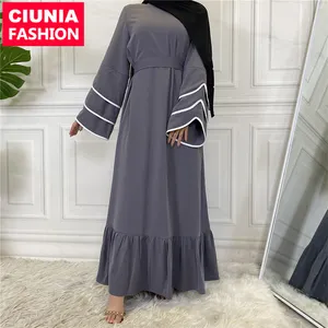 6534 # Nuevo diseño superventas Nida color sólido mujeres Maxi vestidos musulmanes ropa islámica Dubai Abaya mujeres diseño de moda