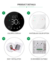 Sistema Inteligente de Calefacción por Agua y Piso con WiFi Tuya, Material PC ABS, Pantalla Táctil Moderna para Hoteles y Salas de Estar, 230V